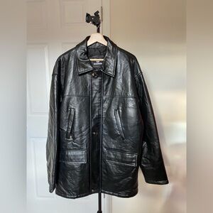 Moda Black Leather Trench Coat
